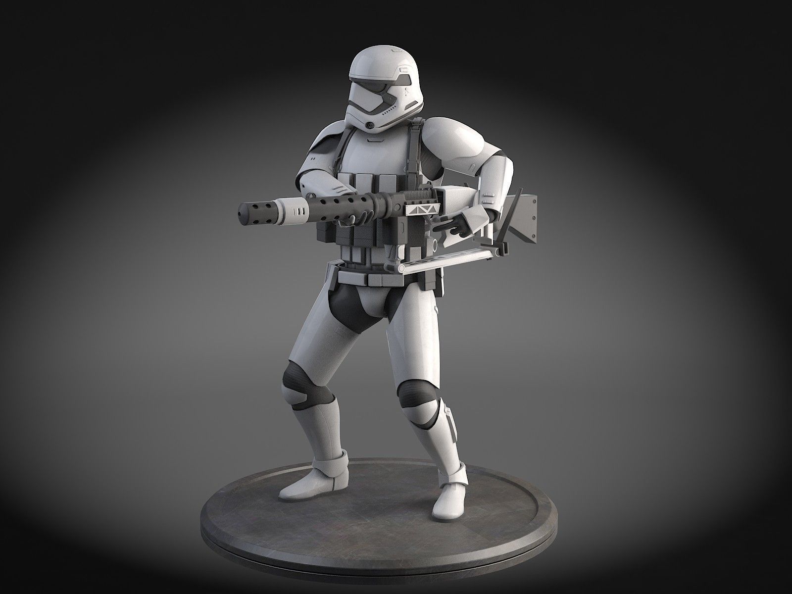 Star Wars First Order Stormtrooper Heavy 3D Model rigged