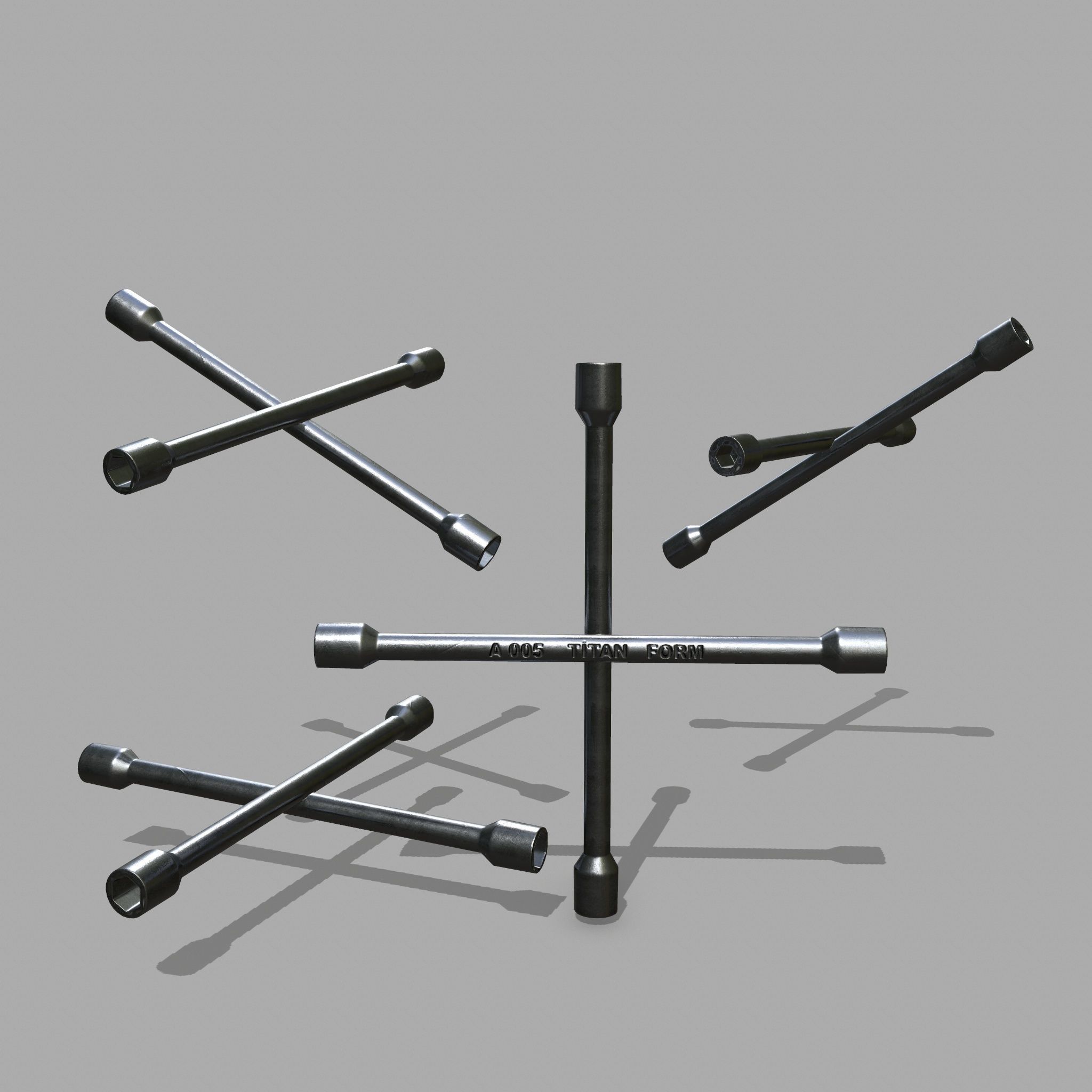 Lug Wrench Low-poly 3D model_1