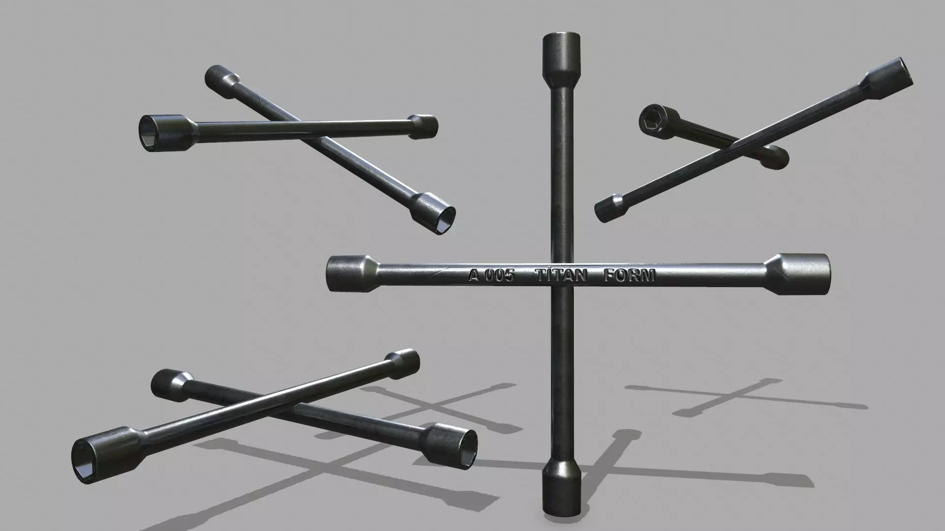 Lug Wrench Low-poly 3D model_0