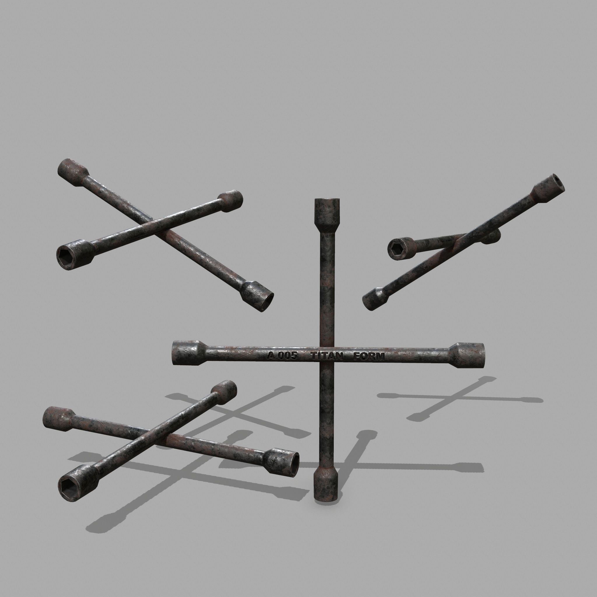 Lug Wrench Low-poly 3D model_1