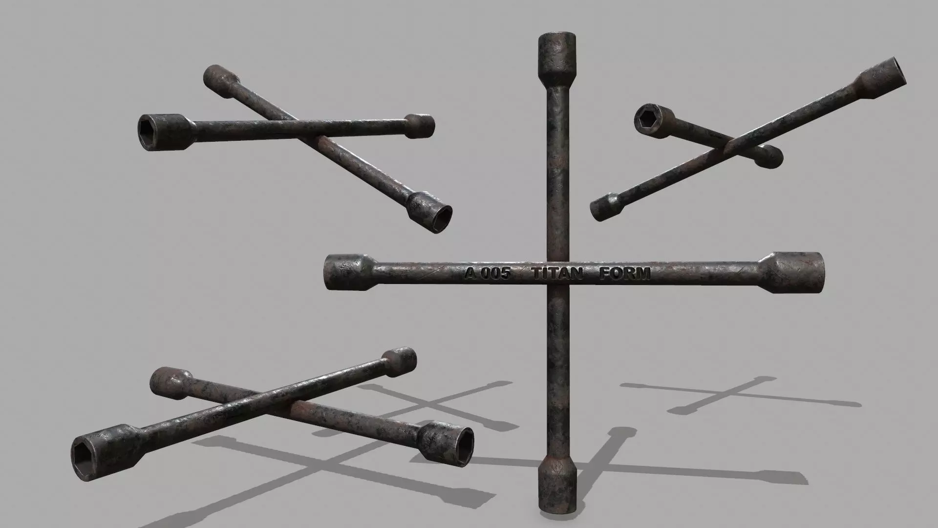 Lug Wrench Low-poly 3D model_0