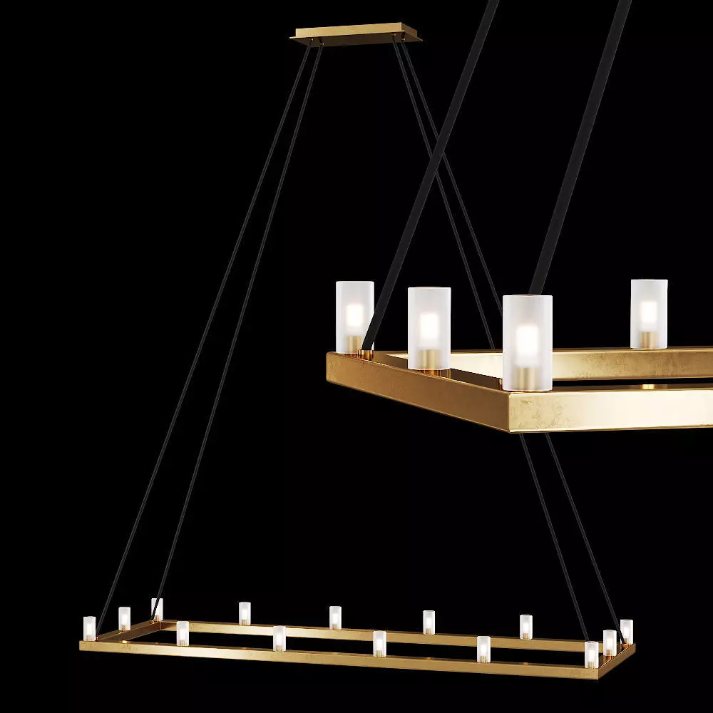 Restoration Hardware RENNES LINEAR CHANDELIER 48 Brass 3D model_0
