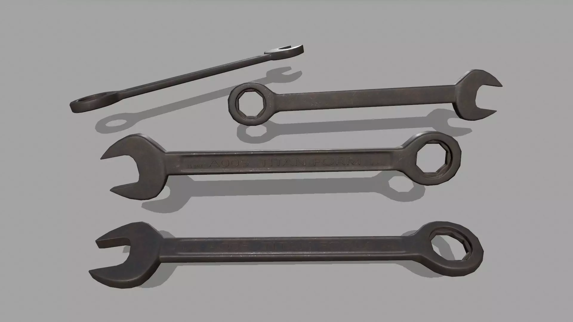 wrench set of wrenches Low-poly 3D model_1