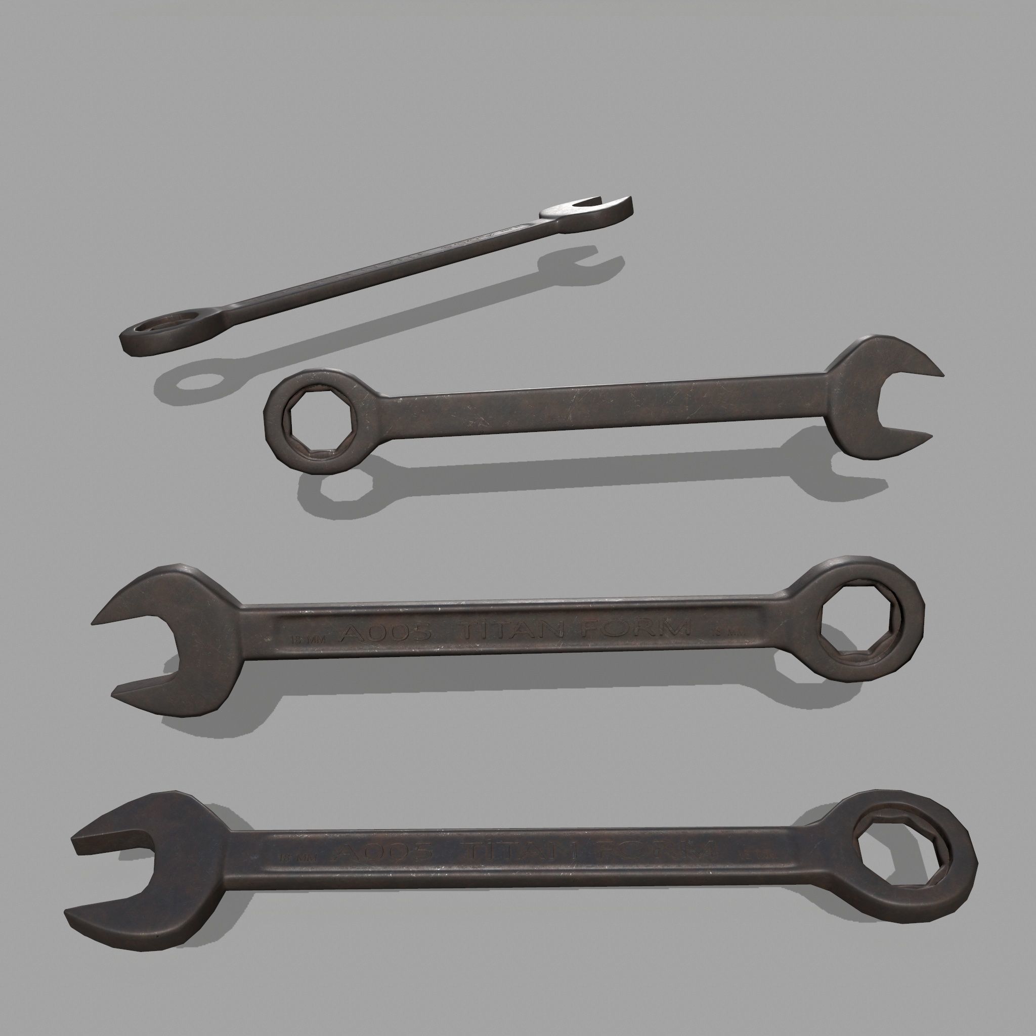 wrench set of wrenches Low-poly 3D model_2