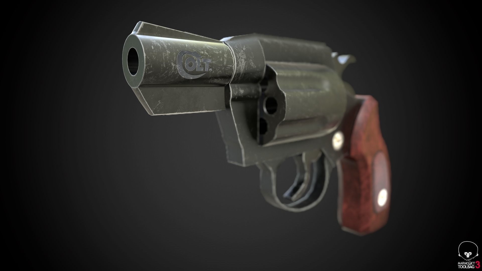 Colt revolver Low-poly 3D model_4