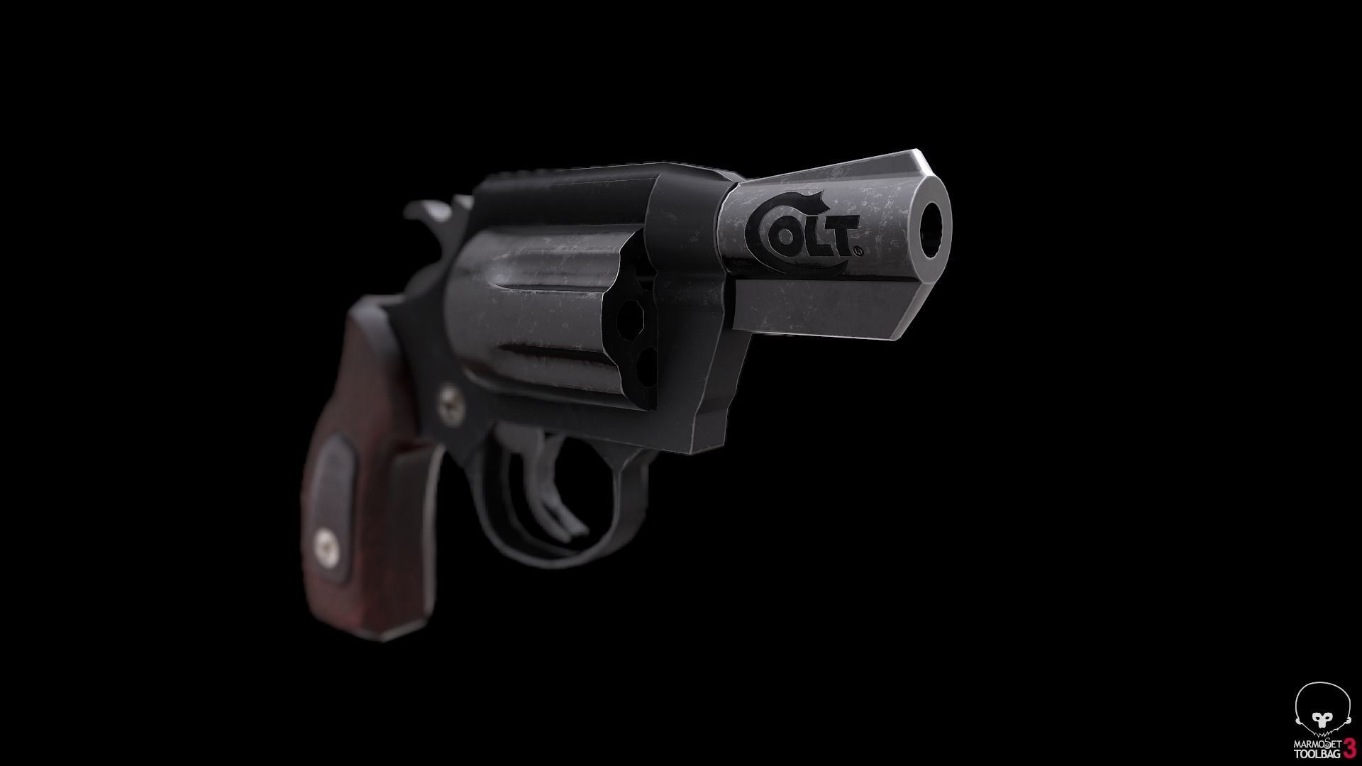 Colt revolver Low-poly 3D model_2