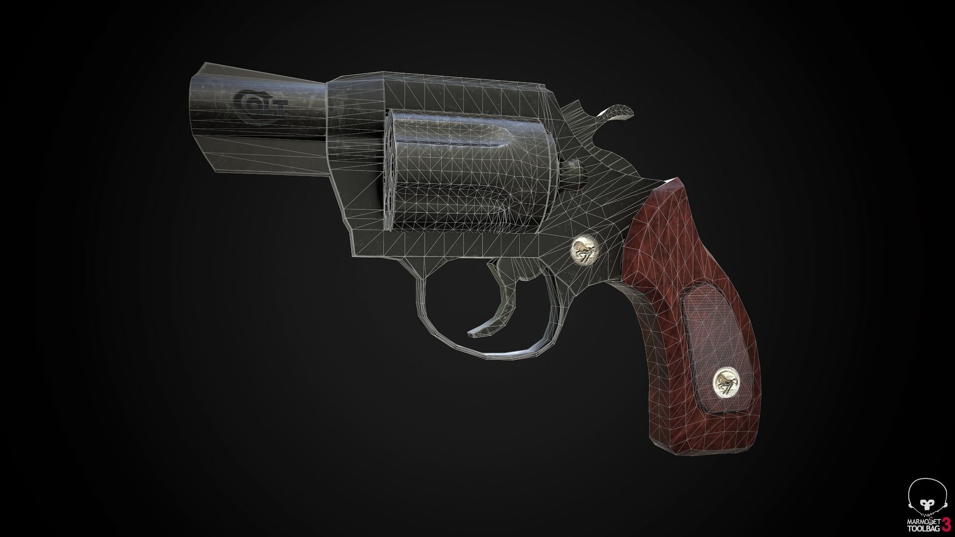 Colt revolver Low-poly 3D model_3