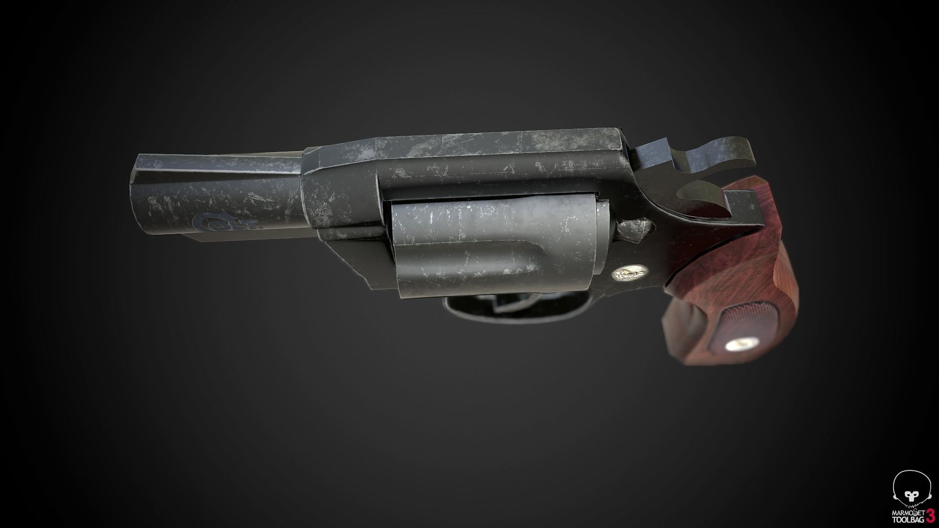Colt revolver Low-poly 3D model_6
