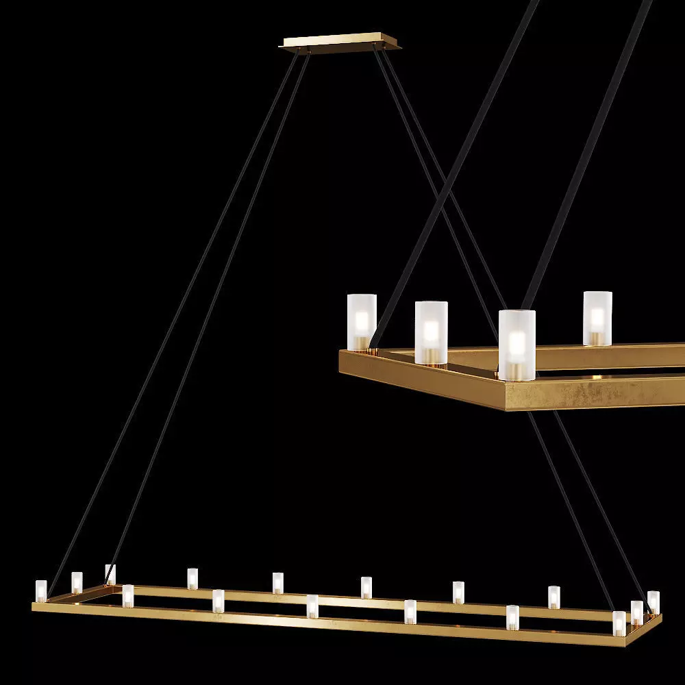 Restoration Hardware RENNES LINEAR CHANDELIER 60 Brass 3D model_0