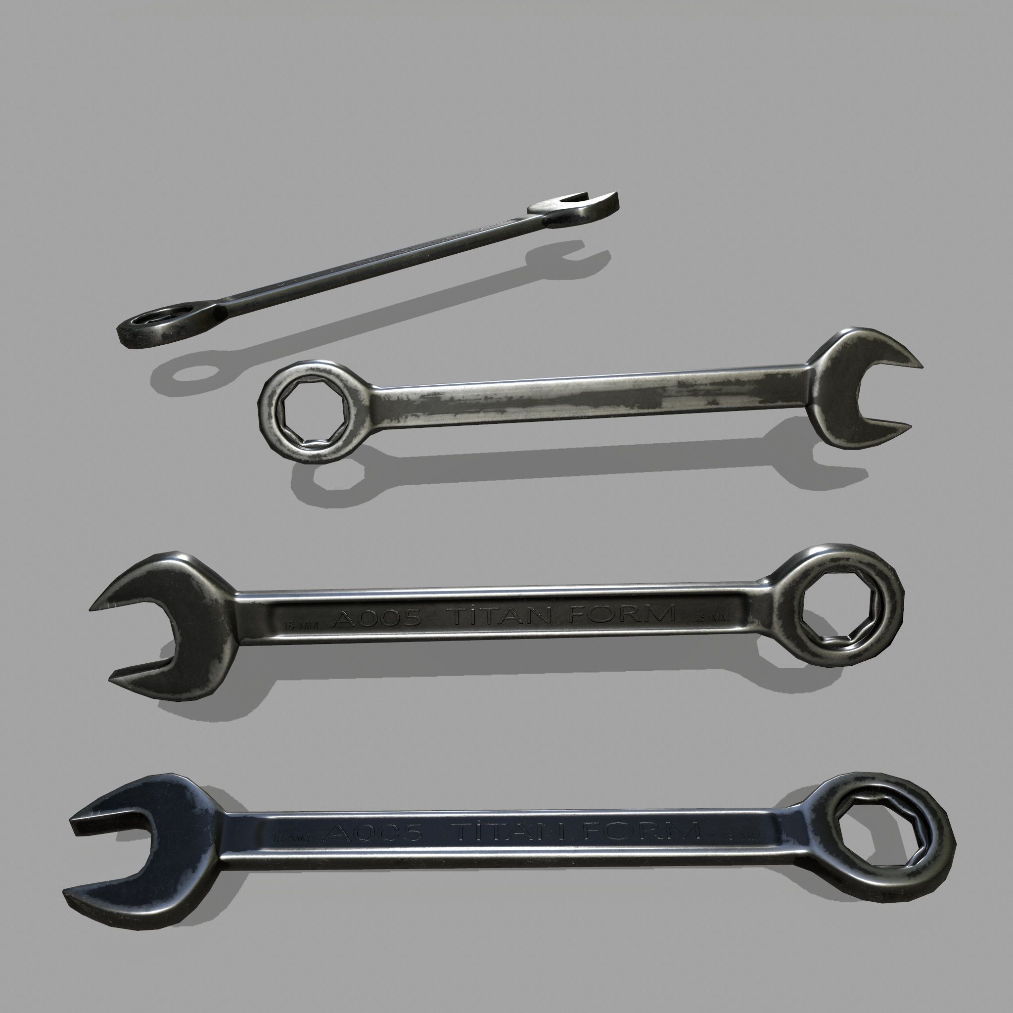 wrench Low-poly 3D model_1