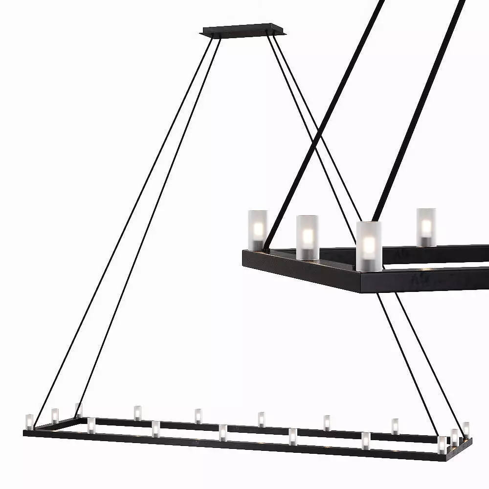 Restoration Hardware RENNES LINEAR CHANDELIER 60 Black 3D model_0