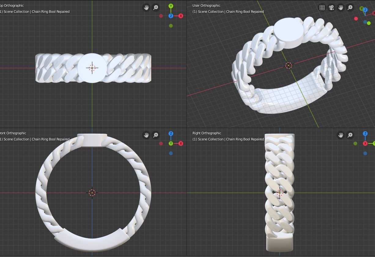 chain ring  base for initial ring 3D print model_3