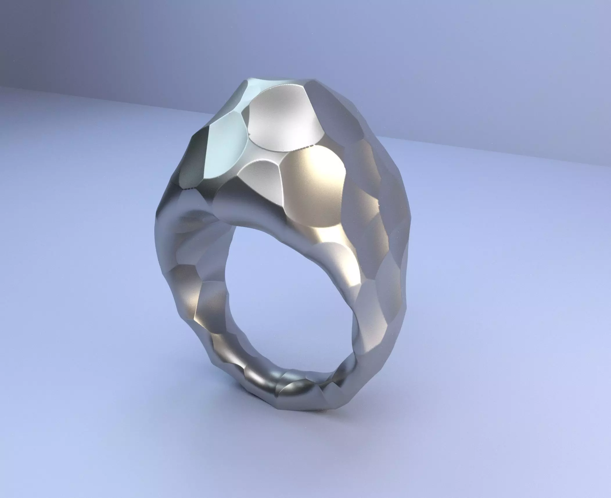 Big  hammered ring 3D print model_0