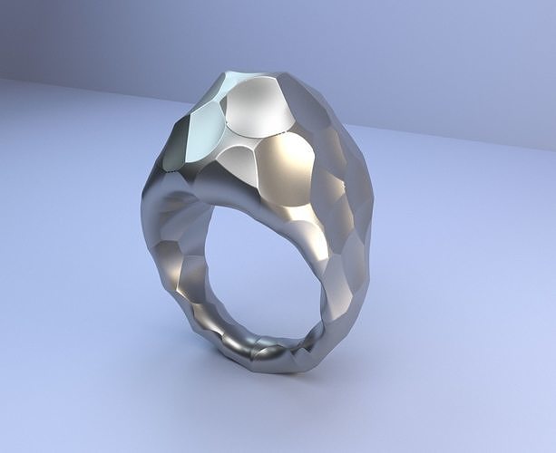 Big  hammered ring 3D print model