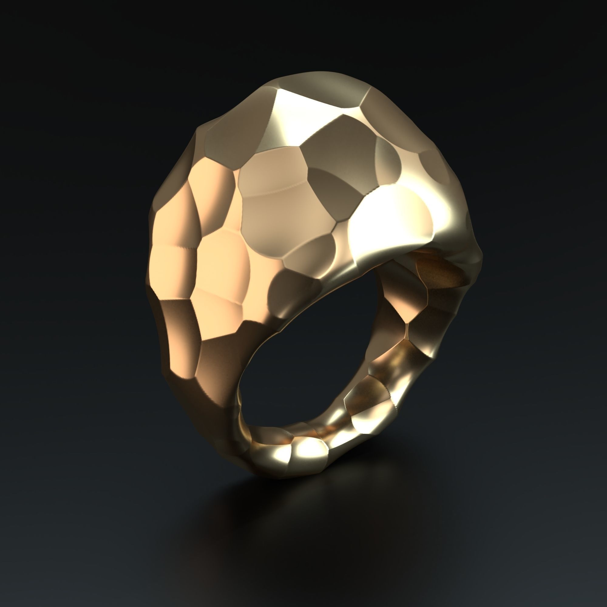 Big  hammered ring 3D print model_3