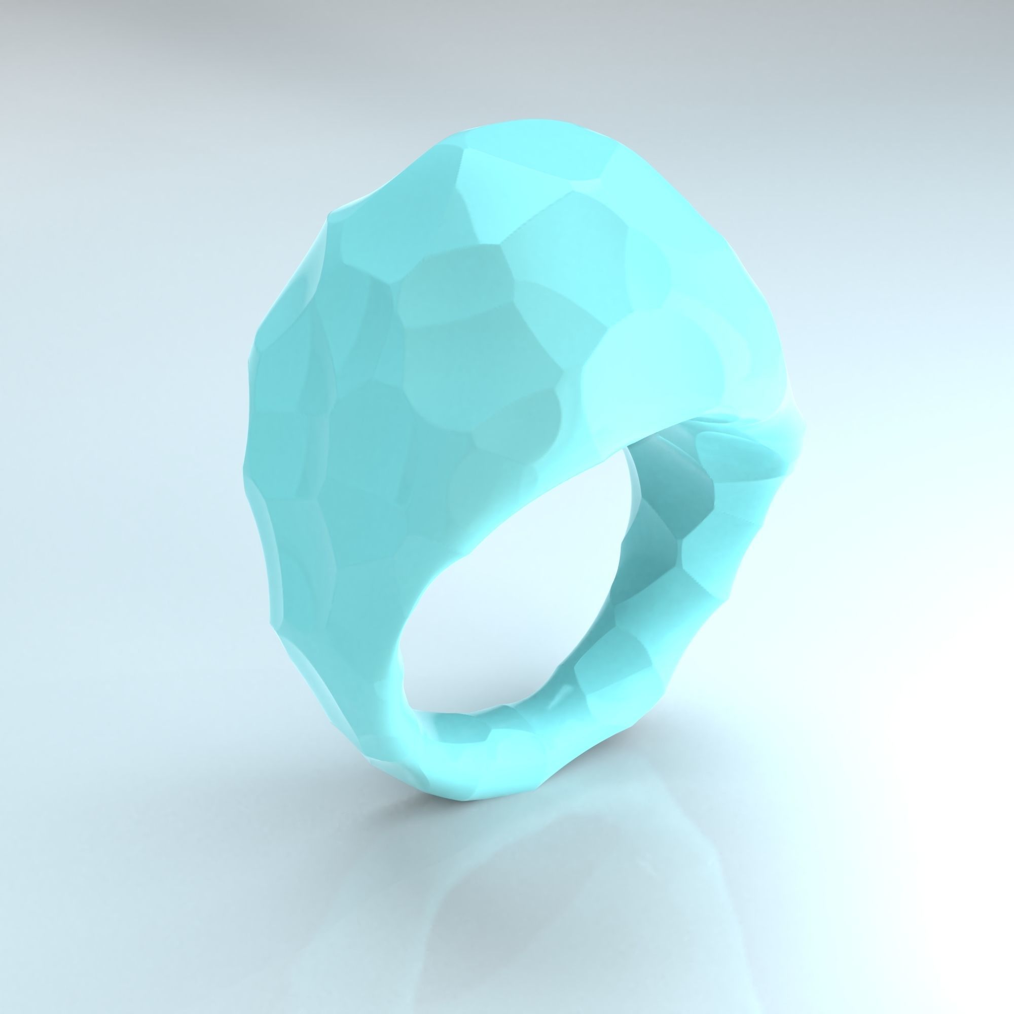 Big  hammered ring 3D print model_4