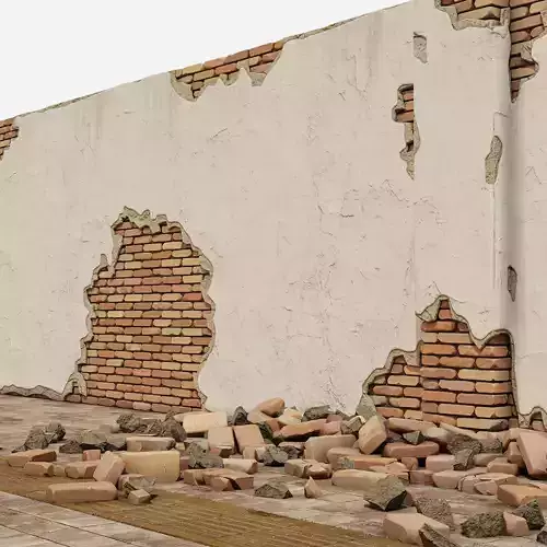 Brick Wall Damaged