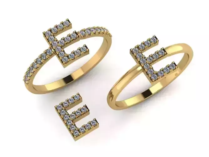 Alphabet letter ring E 3D print model