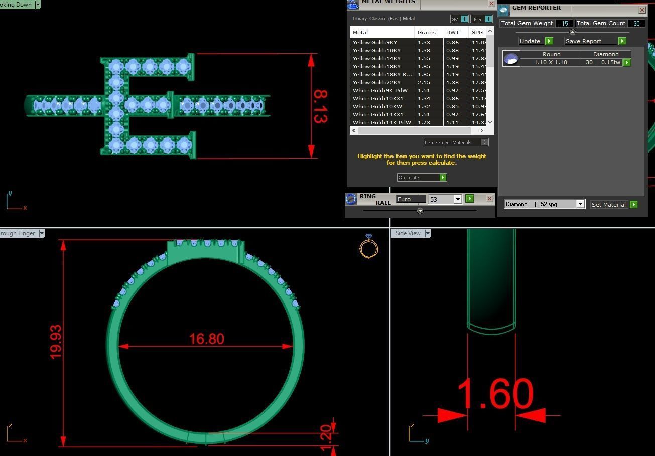 Alphabet letter ring E 3D print model_2