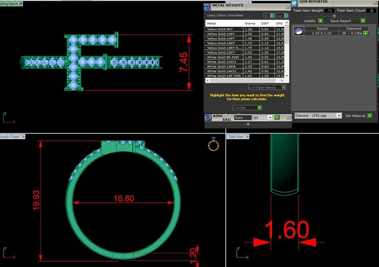Alphabet letter ring F 3D print model_3