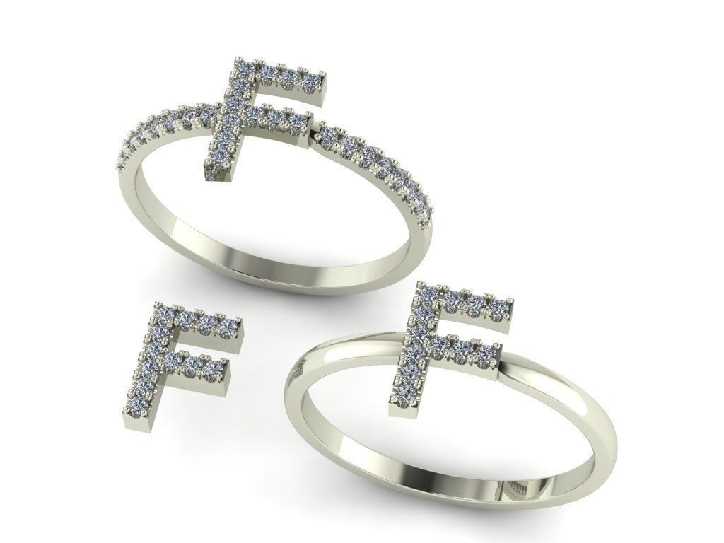 Alphabet letter ring F 3D print model_21