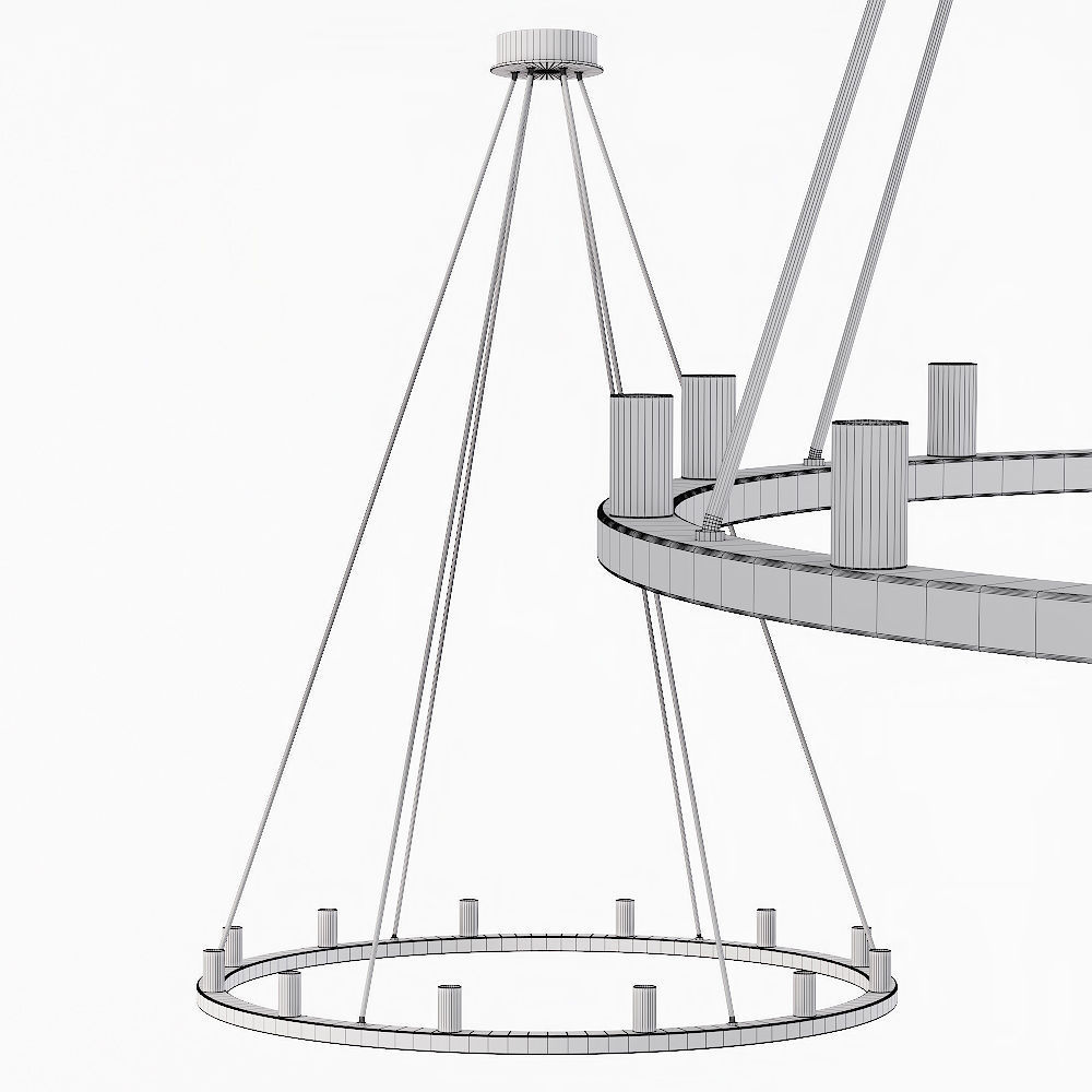 Restoration Hardware RENNES ROUND CHANDELIER 36 Brass 3D model_1