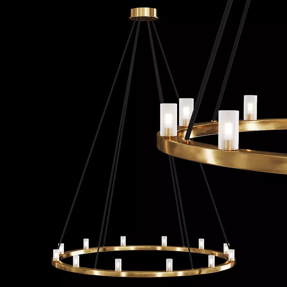 Restoration Hardware RENNES ROUND CHANDELIER 36 Brass 3D model_0