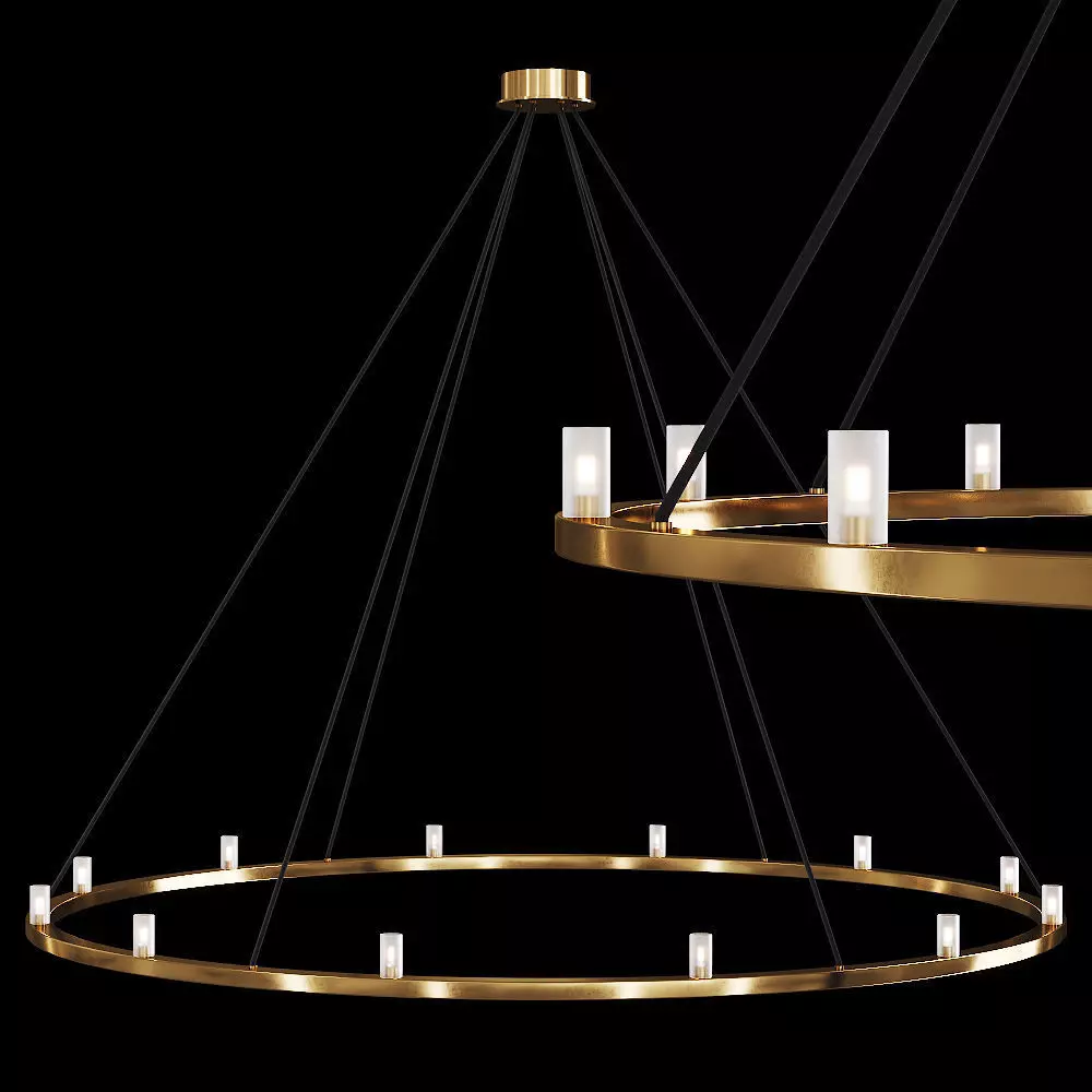 Restoration Hardware RENNES ROUND CHANDELIER 60 Brass 3D model_0