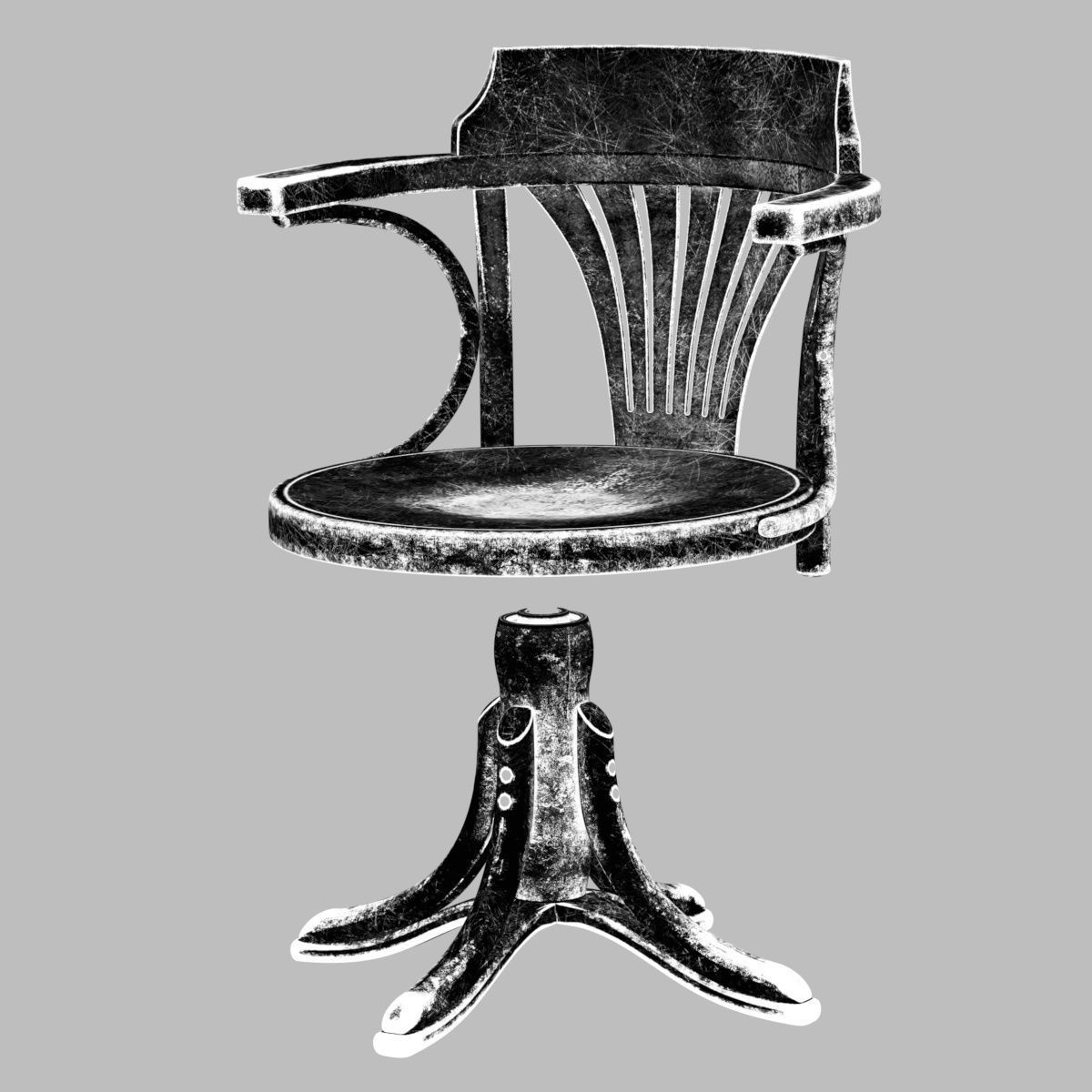 TON Armchair Kontor 523 Aged Low-poly 3D model_27