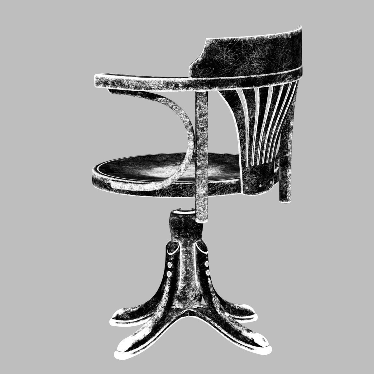 TON Armchair Kontor 523 Aged Low-poly 3D model_25