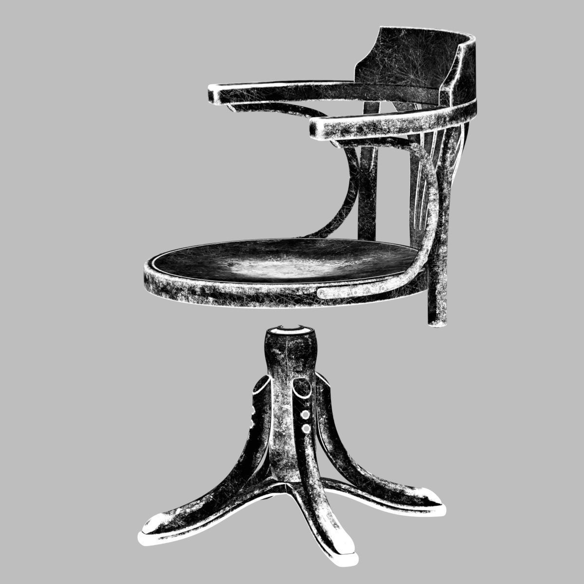 TON Armchair Kontor 523 Aged Low-poly 3D model_26