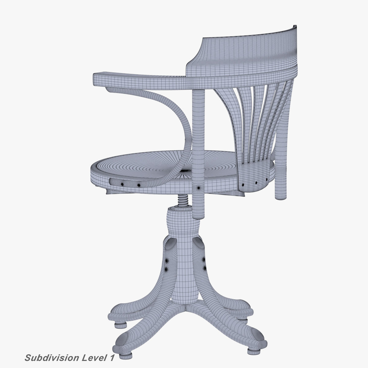 TON Armchair Kontor 523 Aged Low-poly 3D model_18