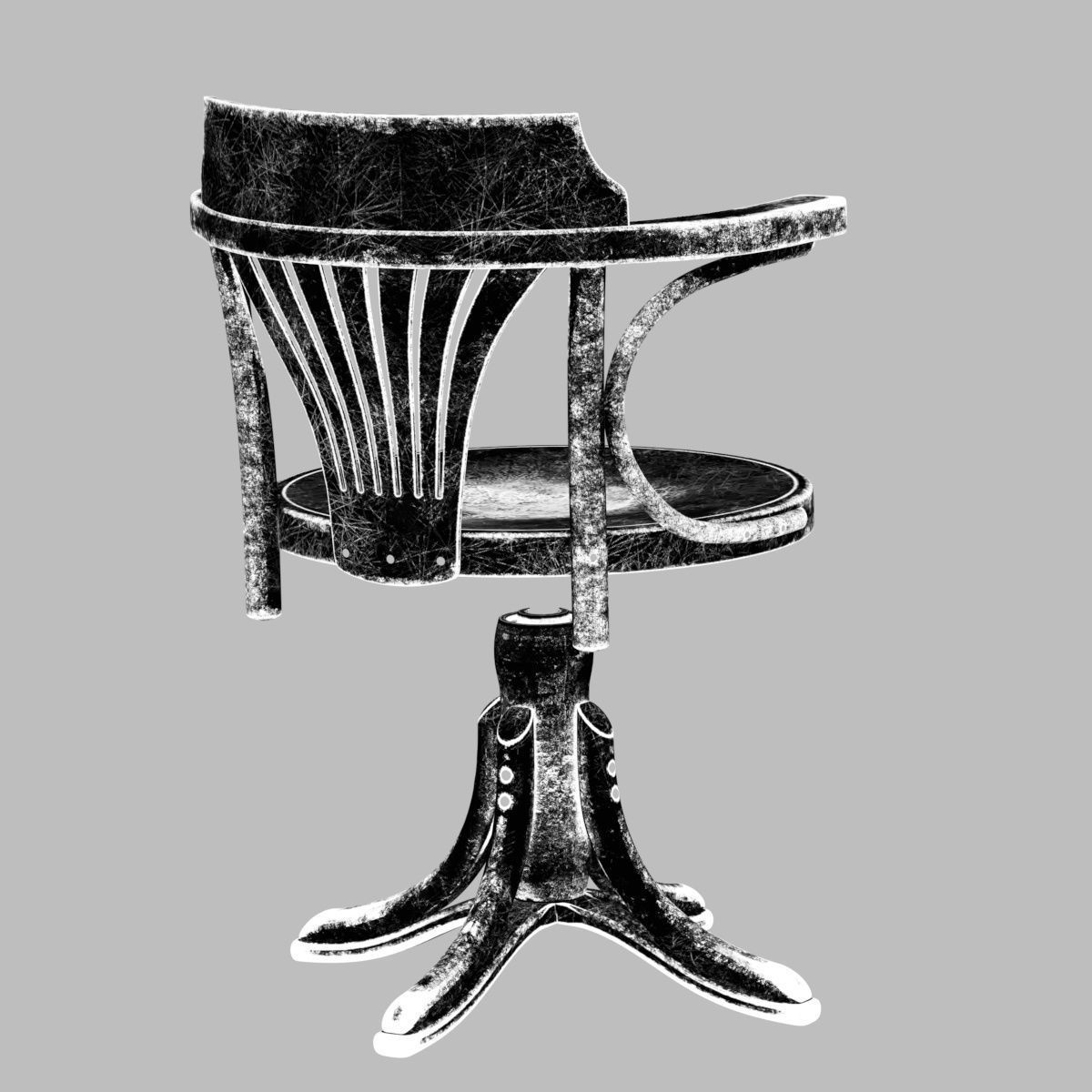 TON Armchair Kontor 523 Aged Low-poly 3D model_24