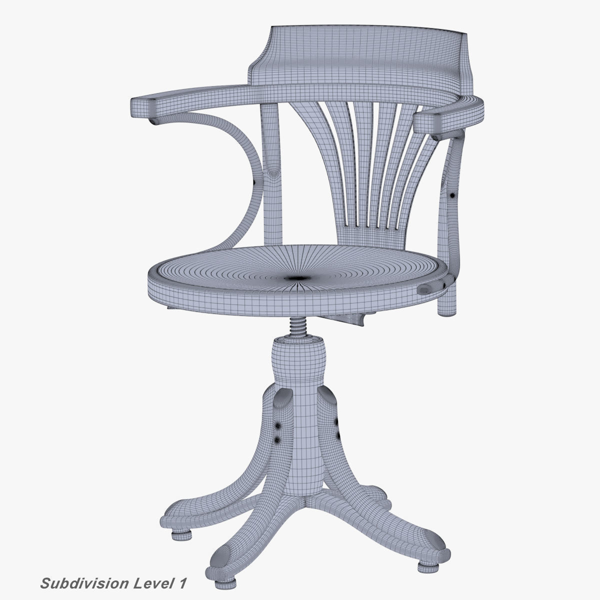 TON Armchair Kontor 523 Aged Low-poly 3D model_20