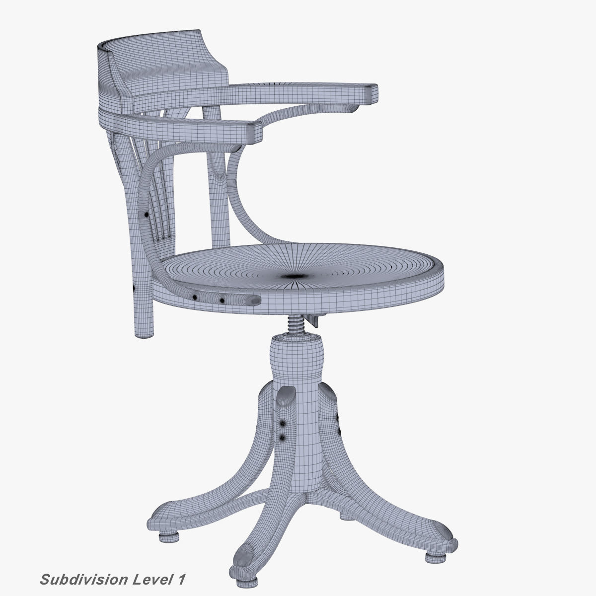 TON Armchair Kontor 523 Aged Low-poly 3D model_16