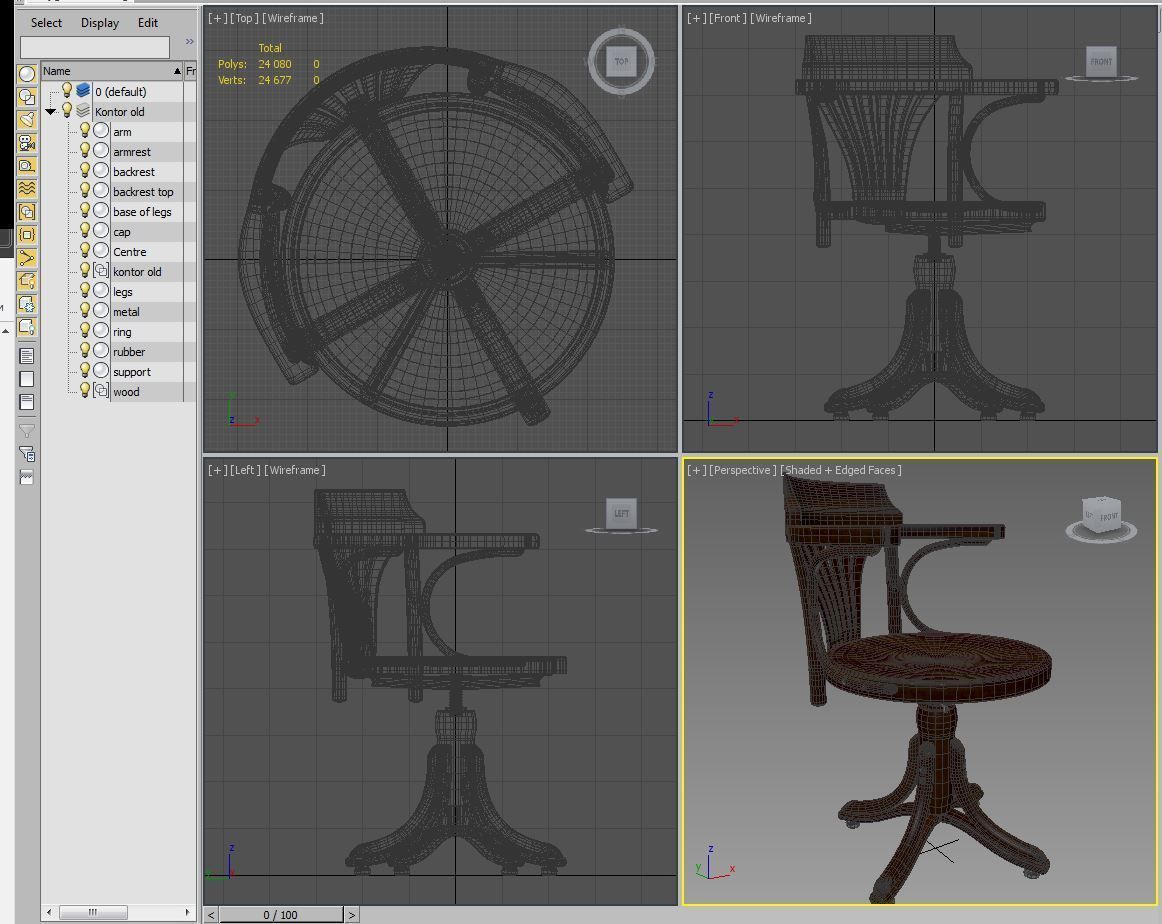 TON Armchair Kontor 523 Aged Low-poly 3D model_34