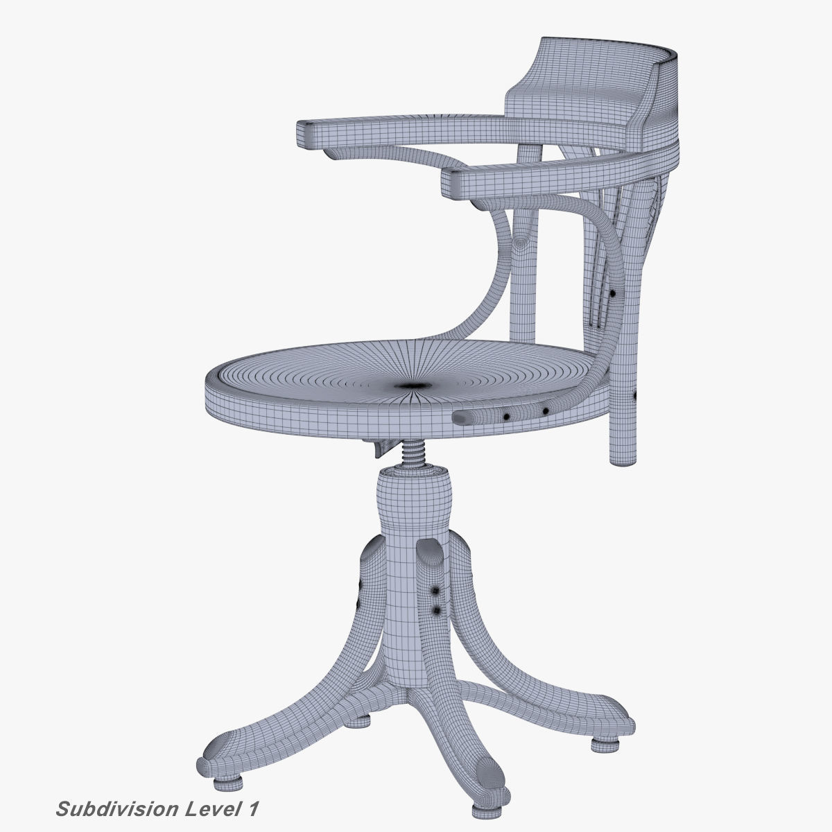 TON Armchair Kontor 523 Aged Low-poly 3D model_19