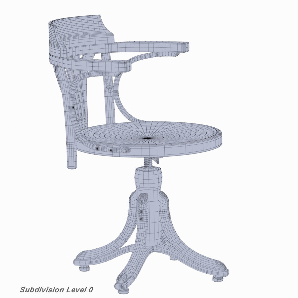 TON Armchair Kontor 523 Aged Low-poly 3D model_9