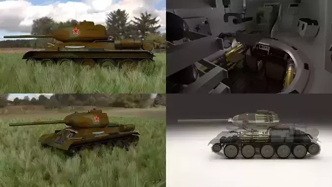 T-34 85 Interior Engine Bay Full HDRI Camo