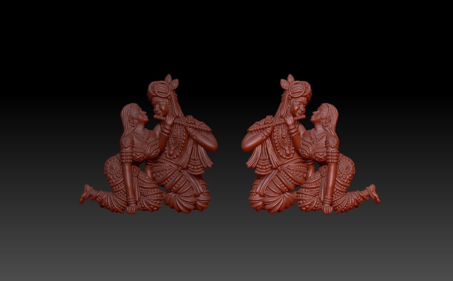 Radha Krishna Pendant 3D print model_2