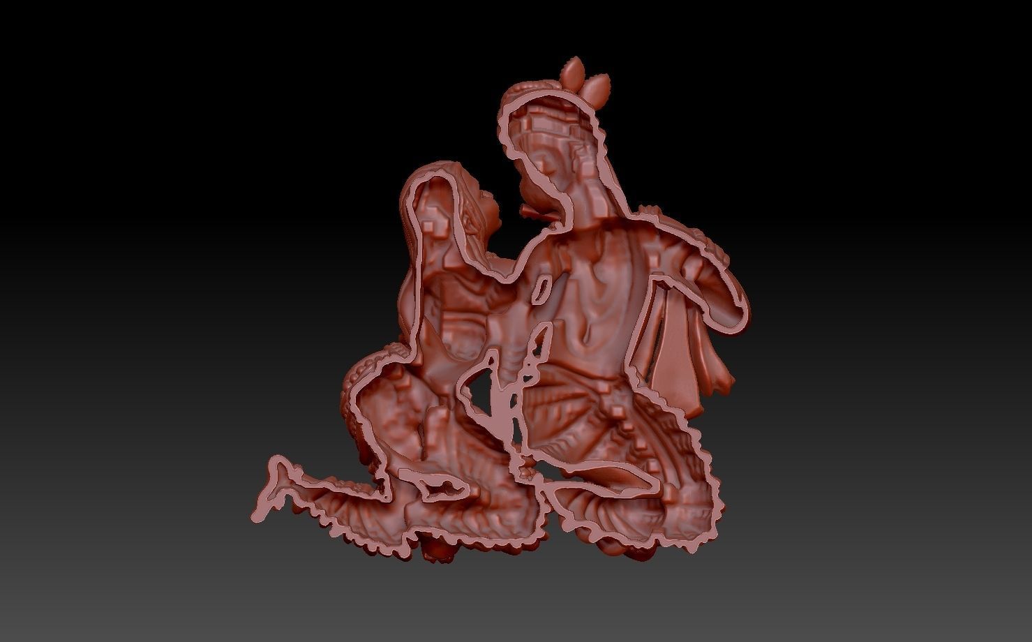 Radha Krishna Pendant 3D print model_4