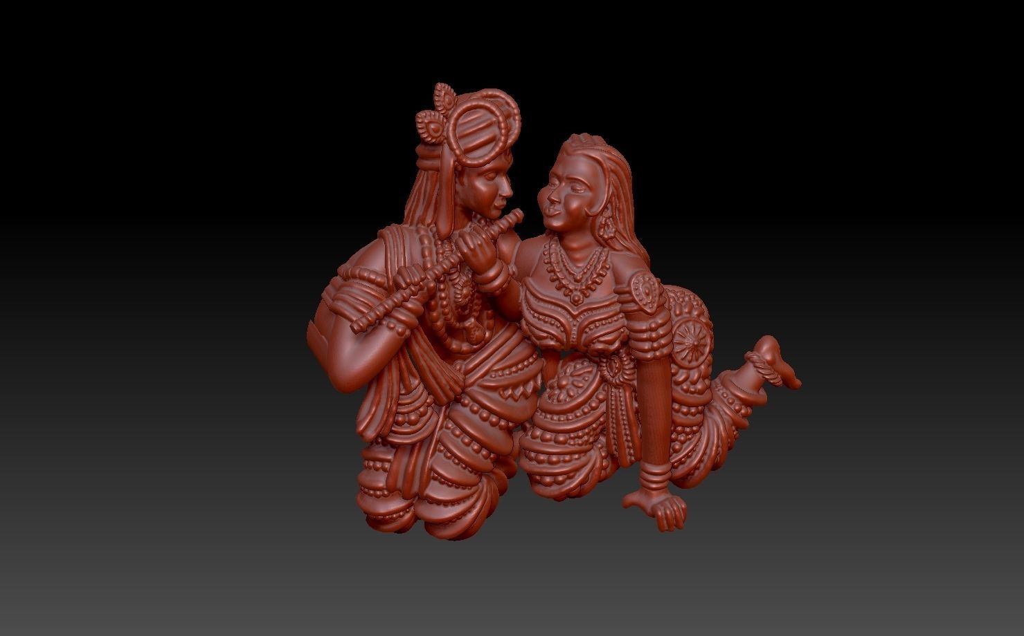 Radha Krishna Pendant 3D print model_7