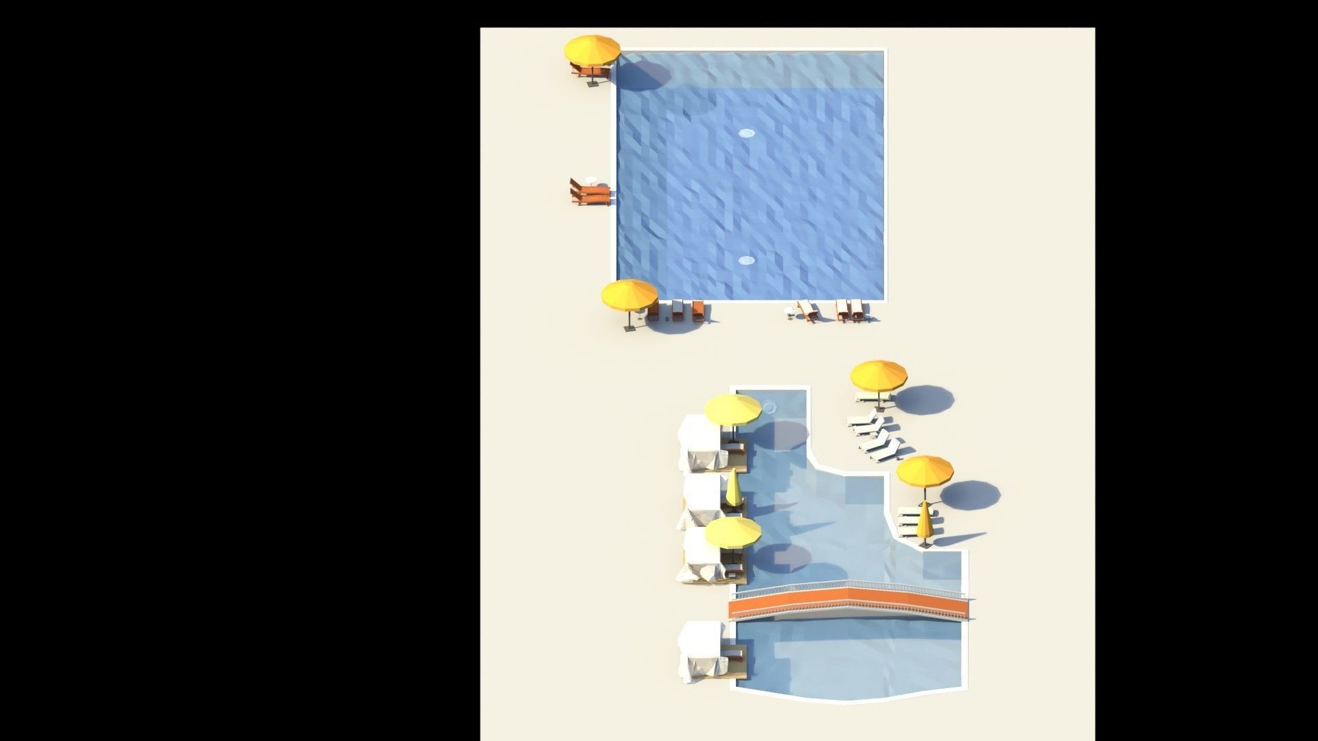 Low Poly Swimming Pools Low-poly 3D model_2
