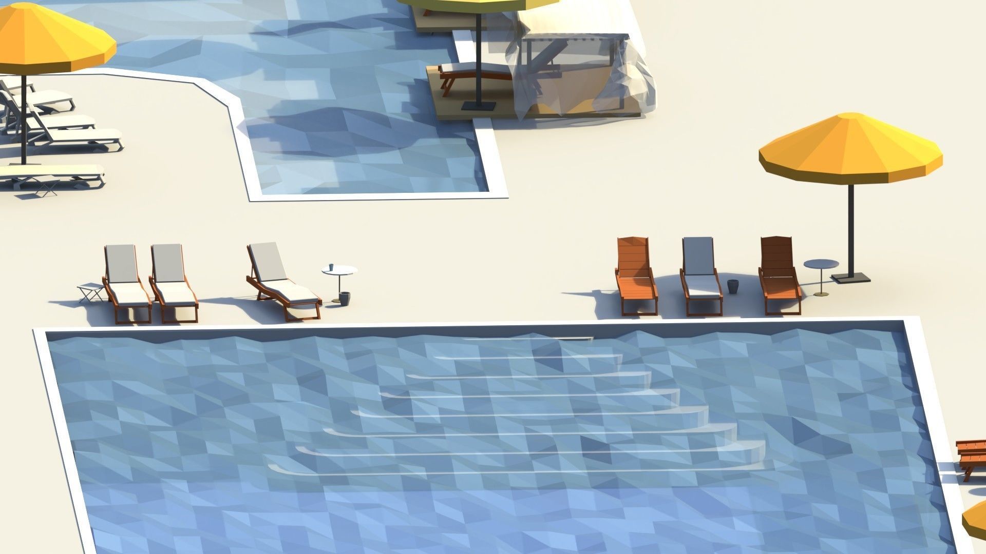 Low Poly Swimming Pools Low-poly 3D model_5