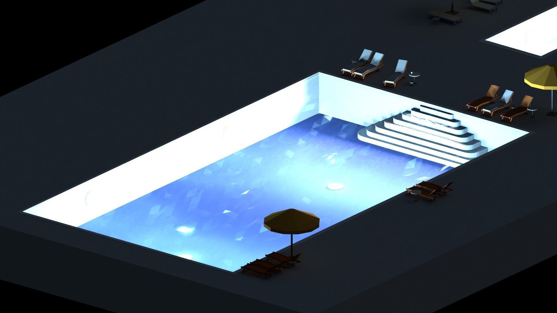 Low Poly Swimming Pools Low-poly 3D model_7