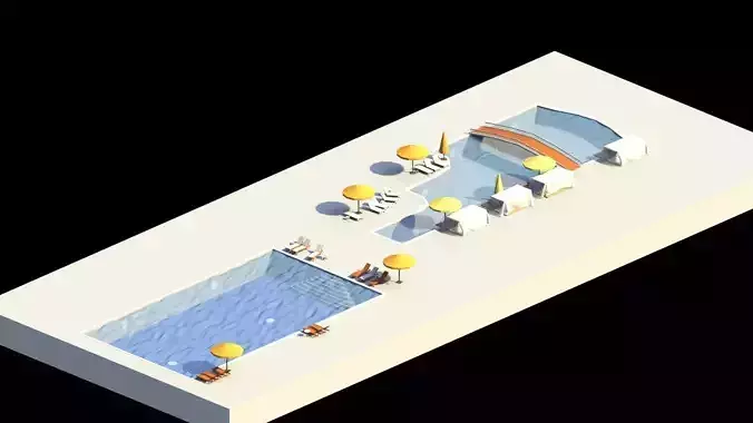 Low Poly Swimming Pools Low-poly 3D model Low Poly Swimming Pools Low-poly 3D model