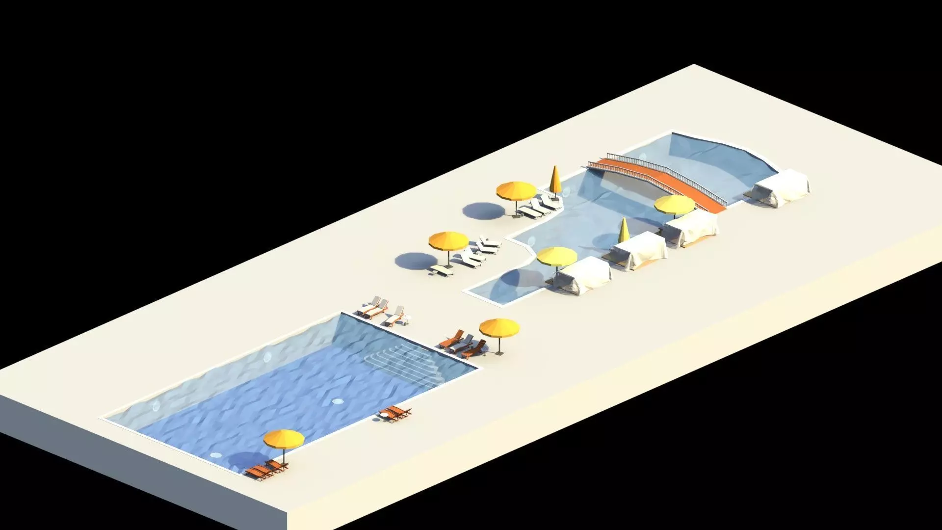 Low Poly Swimming Pools Low-poly 3D model_0