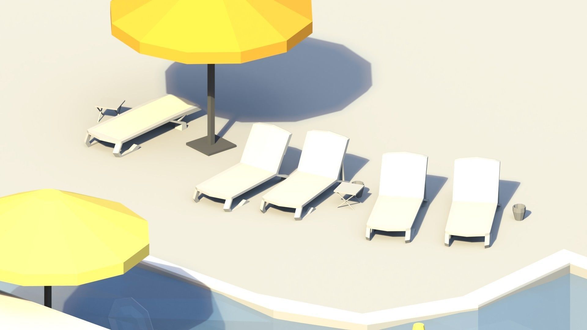 Low Poly Swimming Pools Low-poly 3D model_4