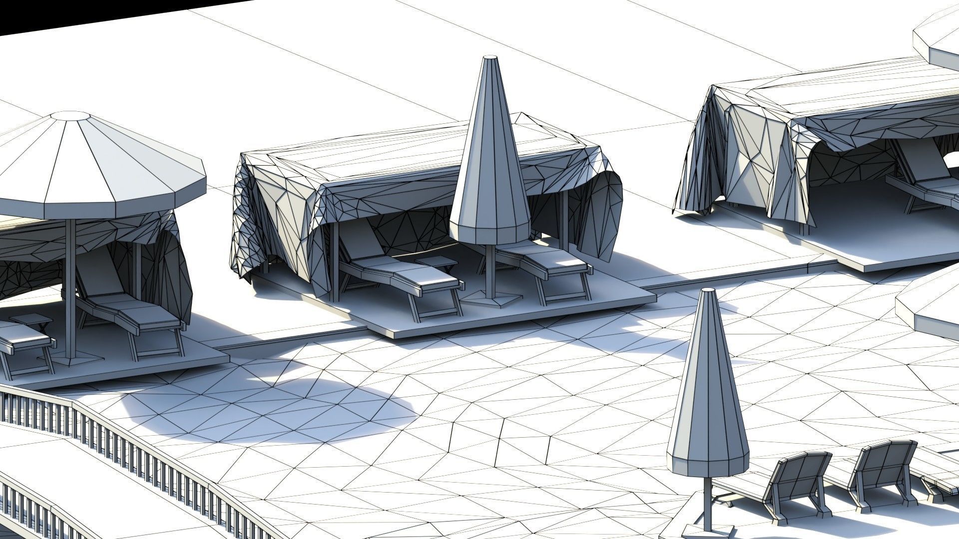 Low Poly Swimming Pools Low-poly 3D model_8