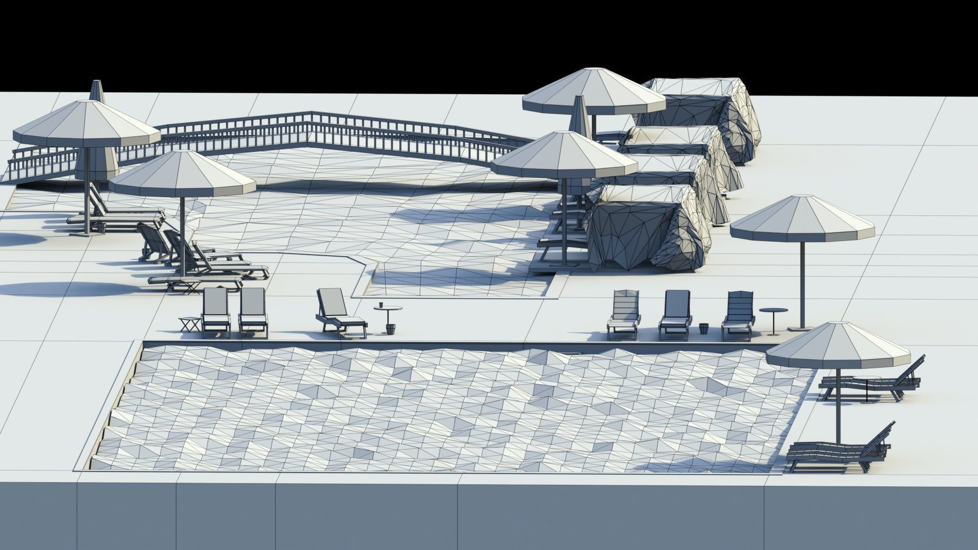 Low Poly Swimming Pools Low-poly 3D model_9